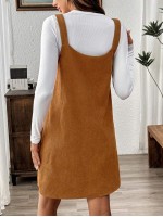  Brown Corduroy Overall Dress With Pockets For Women Fall Clothes Leopard Fall Tops Fall Outfits