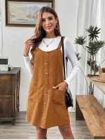  Brown Corduroy Overall Dress With Pockets For Women Fall Clothes Leopard Fall Tops Fall Outfits