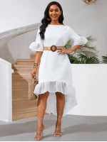  Lady Holiday Dresses Summer Women Dresseswhite Shirt Chiffon Stitching White Dress Summer Maxi Skirt