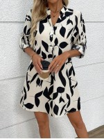  Women s Floral Print Long Sleeve Shirt Dress