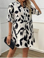  Women s Floral Print Long Sleeve Shirt Dress