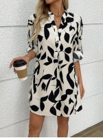  Women s Floral Print Long Sleeve Shirt Dress