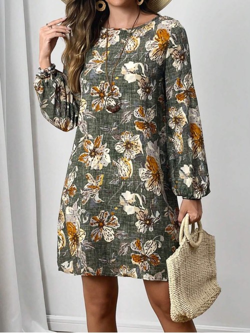  Fall Women Printed Short Dresses