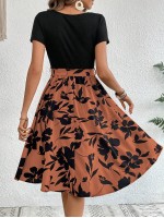  Floral Print Belted Dress