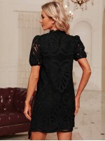  Women s Puff Sleeve Lace Dress