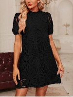  Women s Puff Sleeve Lace Dress