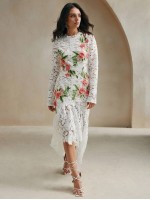 Anewsta Spring Autumn Elegant Embroidered Floral Lace Mermaid Dress