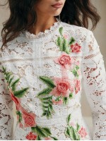 Anewsta Spring Autumn Elegant Embroidered Floral Lace Mermaid Dress