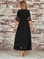  Contrast Mesh Insert Dress