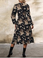  Women s Elegant Floral Print Maxi Dress Fall Winter Fall Women Dresses